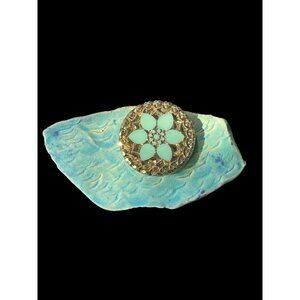 Handmade Clay Turquoise Brooch
